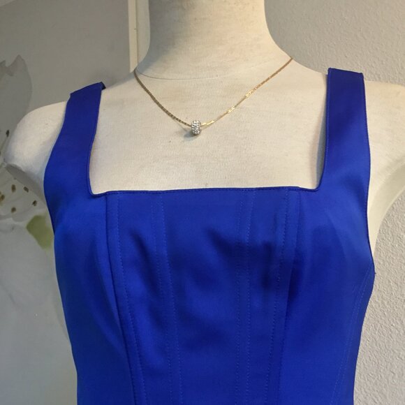 GUESS Corset Bustier Crop Top Wide Straps Square Neck Lined Zip Back Blue XS - Picture 3 of 8